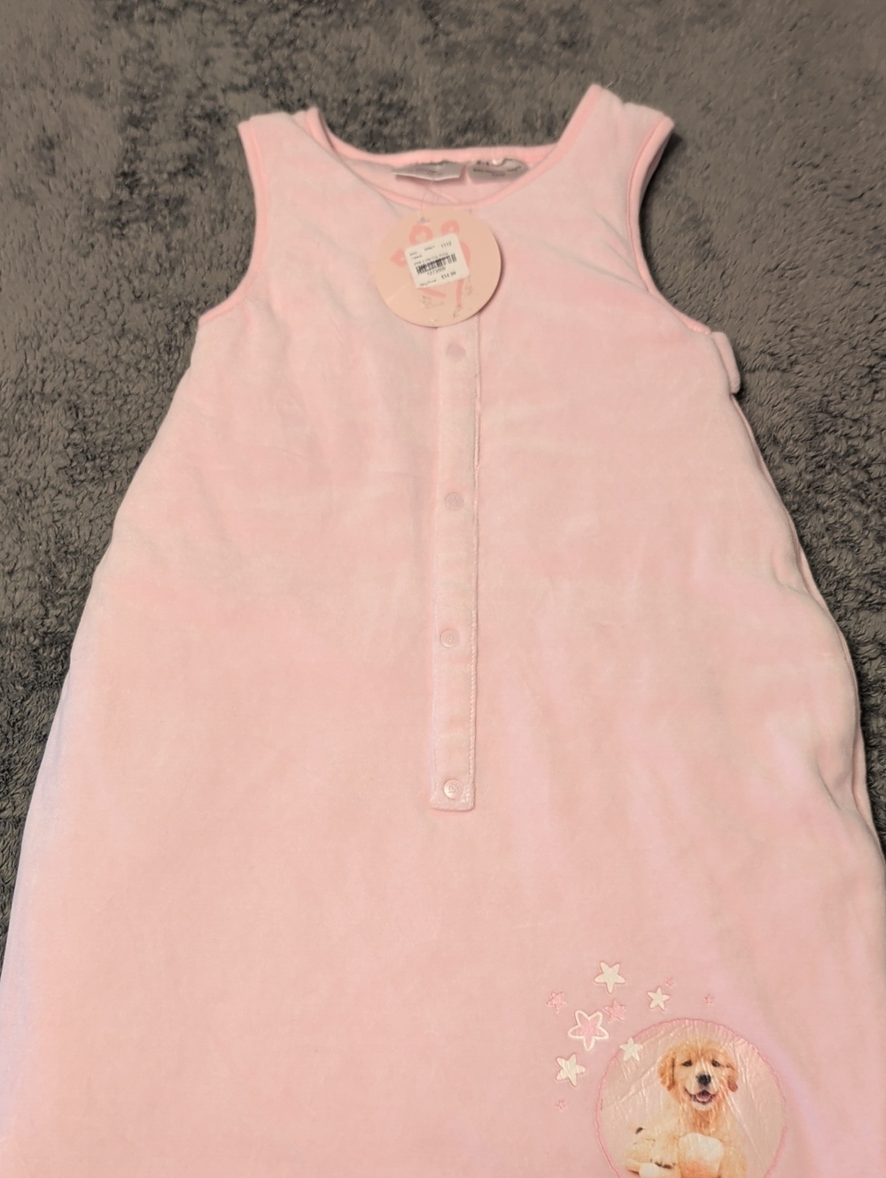 Sleeveless Plush Pink Sleep Sack for Kids - Puppy Patch